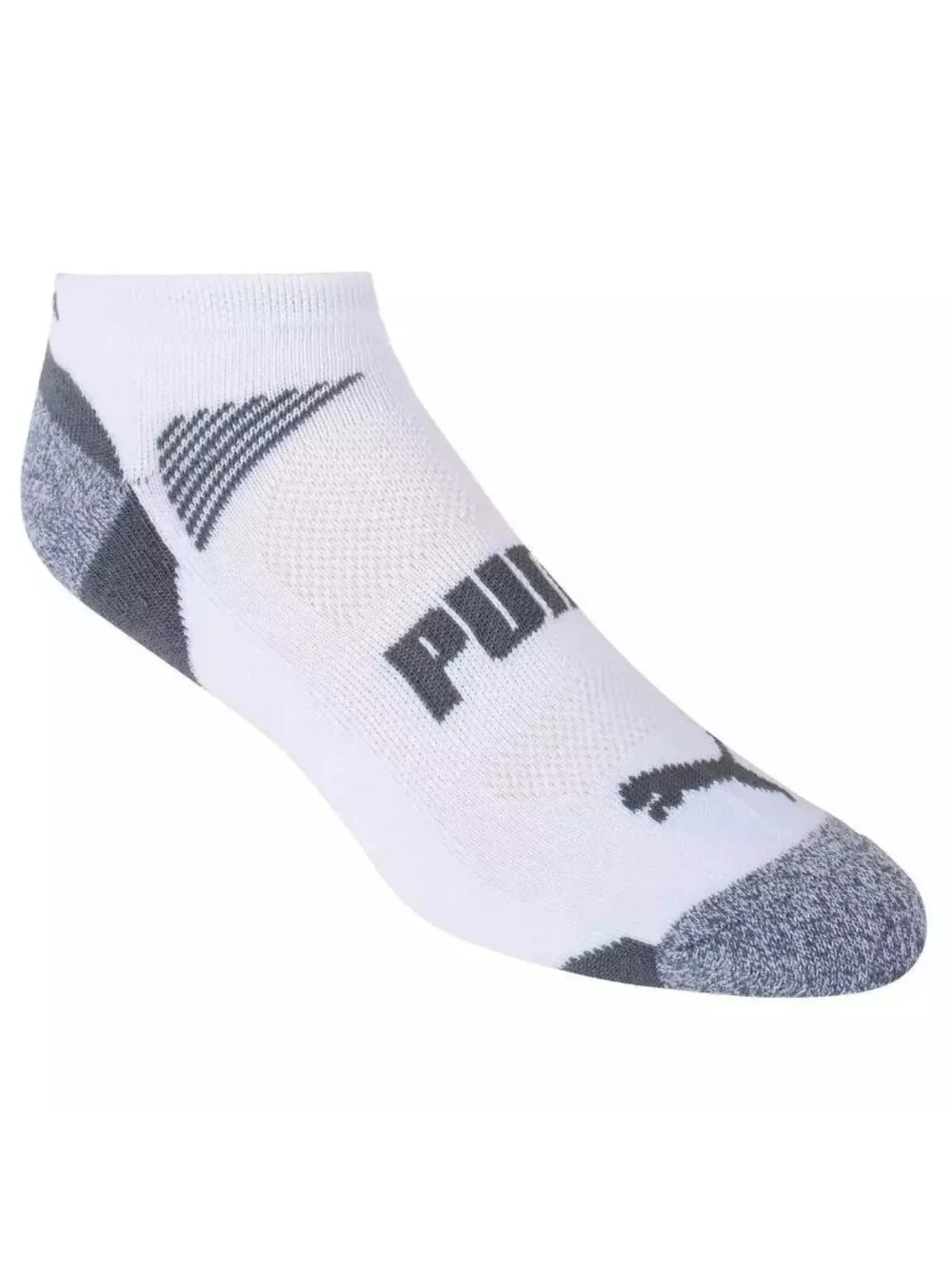 NWT Puma CoolMax Men's 6-12 No Show Socks 10-Pair Shoe White/Gray